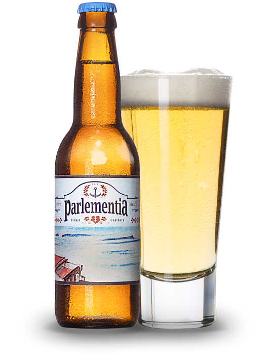 Biere Blanche Parlementia dans un verre et dans sa bouteille